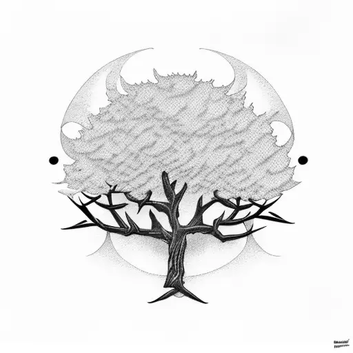 Rowan tree with owl tattoo design idea