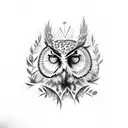 Rowan tree with owl tattoo design idea