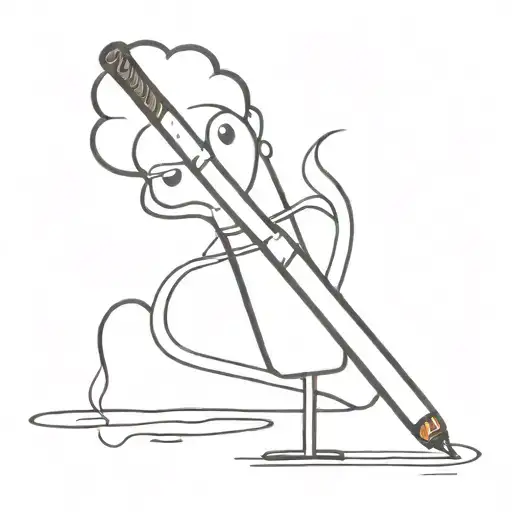 2d cartoon cigarette burning black and white  tattoo design idea