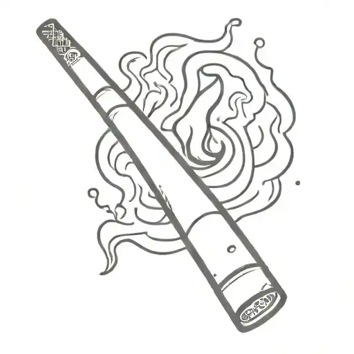2d cartoon cigarette burning black and white  tattoo design idea