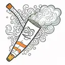 2d cartoon cigarette buring  tattoo design idea