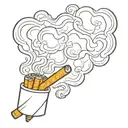 2d cartoon cigarette buring  tattoo design idea
