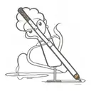 2d cartoon cigarette burning black and white  tattoo design idea