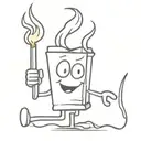 2d cartoon cigarette burning black and white  tattoo design idea