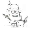 2d cartoon cigarette burning black and white  tattoo design idea