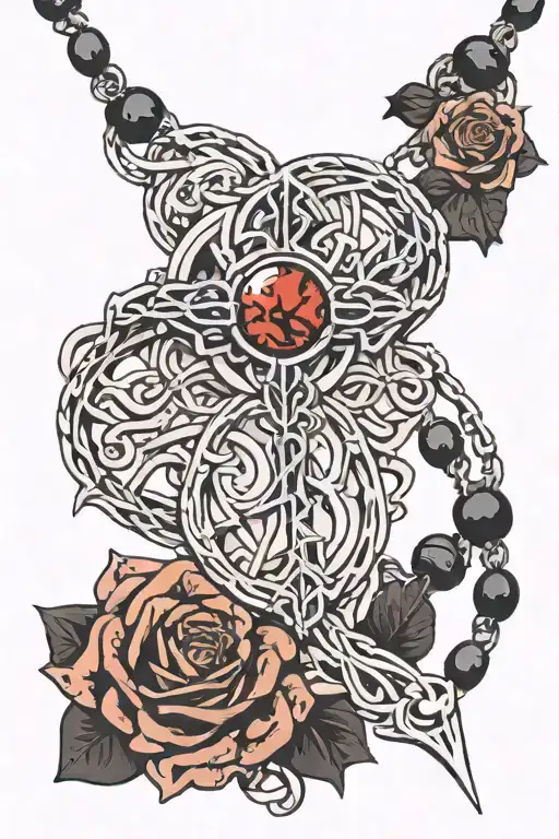 Rosary necklace wraped tattoo design idea