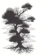 poison tree with clouds surrounding tattoo design idea