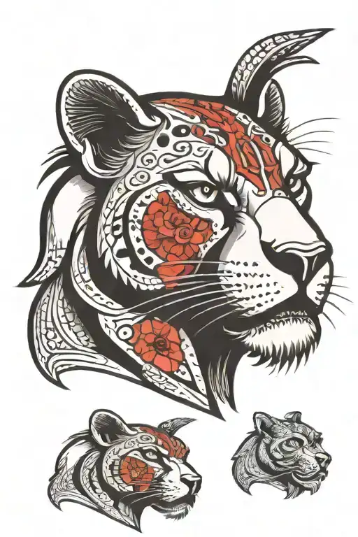panther head profile holding tattoo design idea