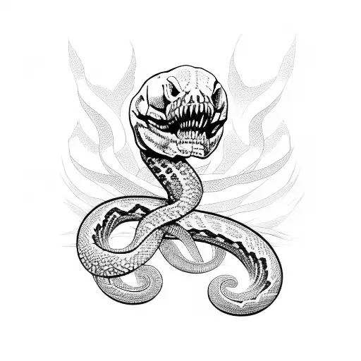 Snake skeleton tattoo design idea