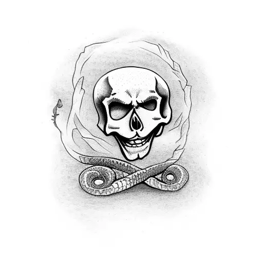 skeleton snake tattoo design idea
