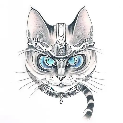 Cat samurai  tattoo design idea