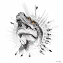 Trex with shotgun shells tattoo design idea