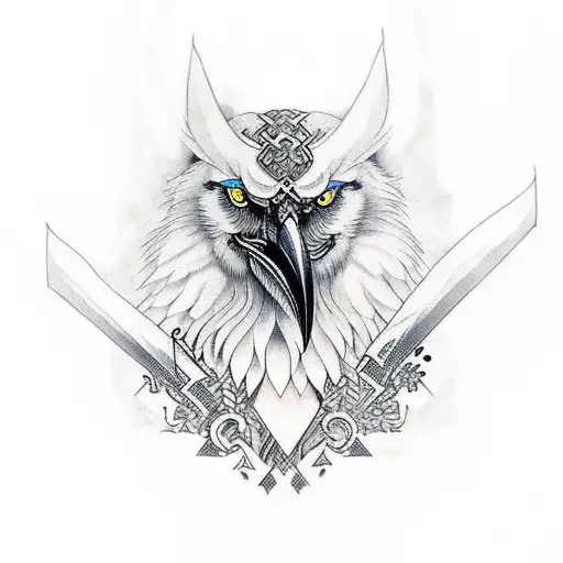 Odin with a raven tattoo design idea