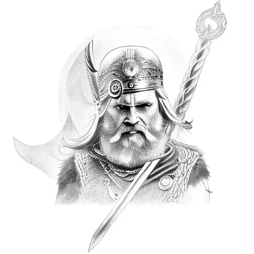 Odin with a raven tattoo design idea