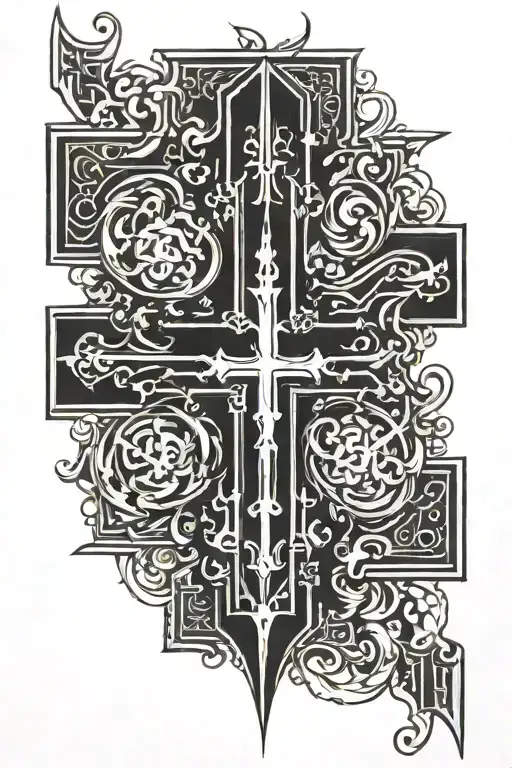 inverted cross 666 tattoo design idea