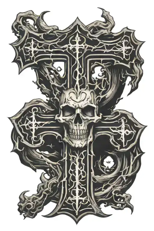 inverted cross 666 tattoo design idea