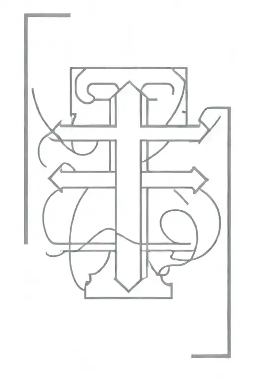 inverted cross, 666 number, inscription: luck? tattoo design idea