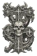 inverted cross 666 tattoo design idea