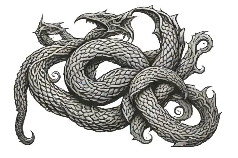 Jörmungandr tail into a infinity sigil intertwined tattoo design idea