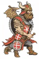 Danish Viking with Danish Flag  tattoo design idea
