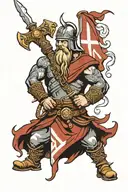 Danish Viking with Danish Flag  tattoo design idea