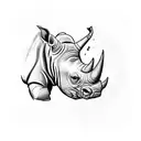 rhino+outline+tattoo+with+Colombian+flag+colors+shading+outside+the+lines+s+and+"Que+Chimba"+written+in+cursive+insde+th tattoo design idea