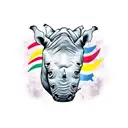 rhino+outline+tattoo+with+Colombian+flag+colors+shading+outside+the+lines+s+and+"Que+Chimba"+written+in+cursive+insde+th tattoo design idea
