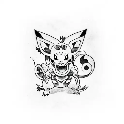 Japanese Pokemon Fantasma Tattoo Idea - BlackInk AI