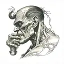 Frankenstein whispering tattoo design idea