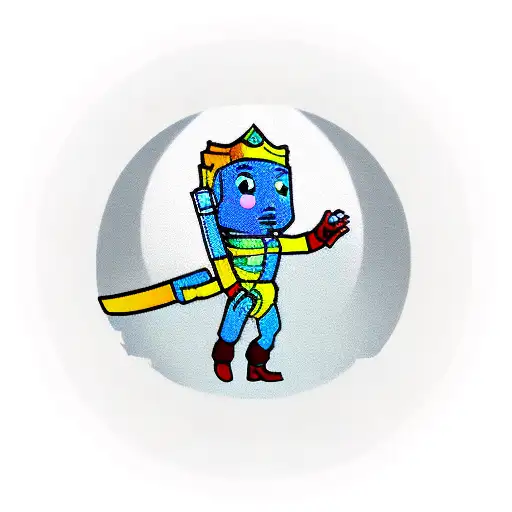 stained glass Vault Boy character from Fallout 2 tattoo design idea