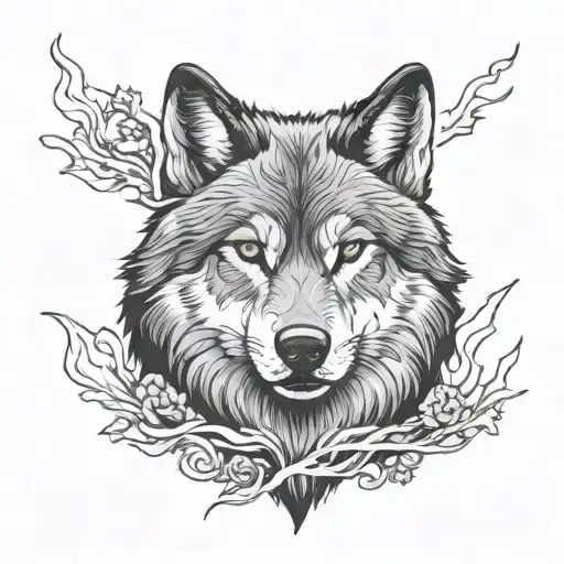 wolf with some runs  tattoo design idea