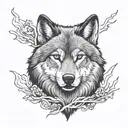 wolf with some runs  tattoo design idea