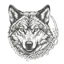 wolf with some runs  tattoo design idea