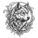 wolf with some runs  tattoo design idea