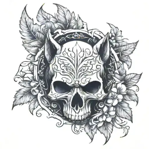 skull, nordic, fenris wolf tattoo design idea