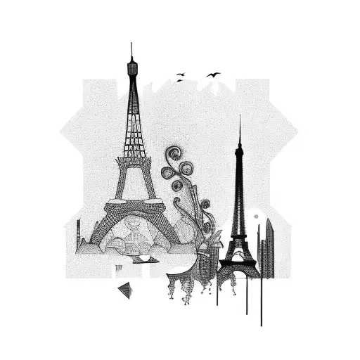skyline from paris tattoo design idea