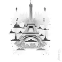 skyline from paris tattoo design idea