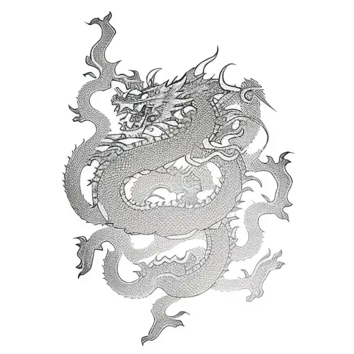 Japanese-style half-sleeve with dragon and big roses tattoo design idea