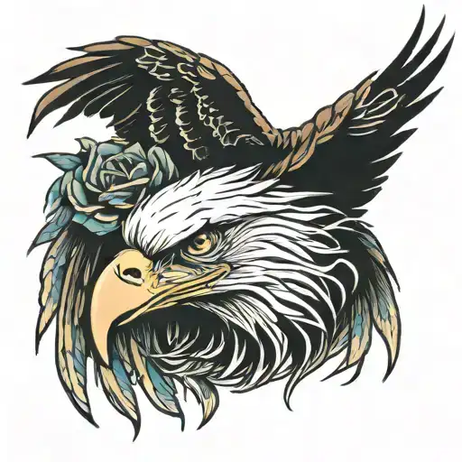 Eagle biting neck tattoo design idea