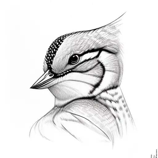 A woodpecker carving intricate patterns into a tree trunk tattoo design idea