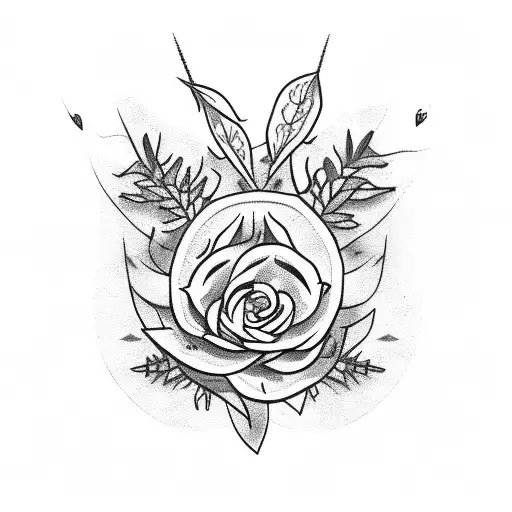 vail with leaves flowers and thorns for below collar bone tattoo design idea