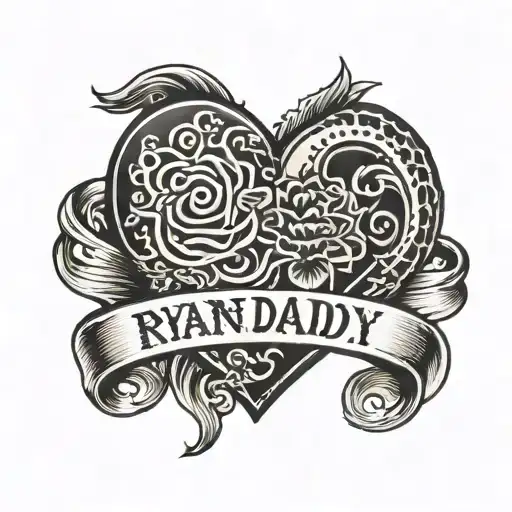 heart with the words Ryan is my daddy tattoo design idea