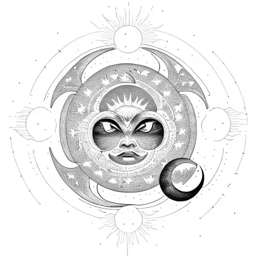 sun and moon and the morning star tattoo design idea