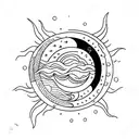 sun and moon and the morning star tattoo design idea