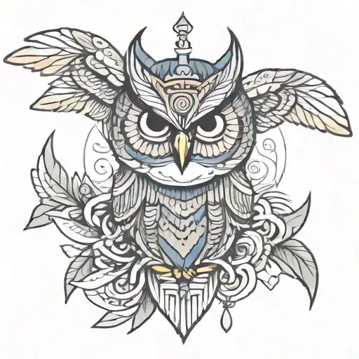 Egyptian princess owl  tattoo design idea