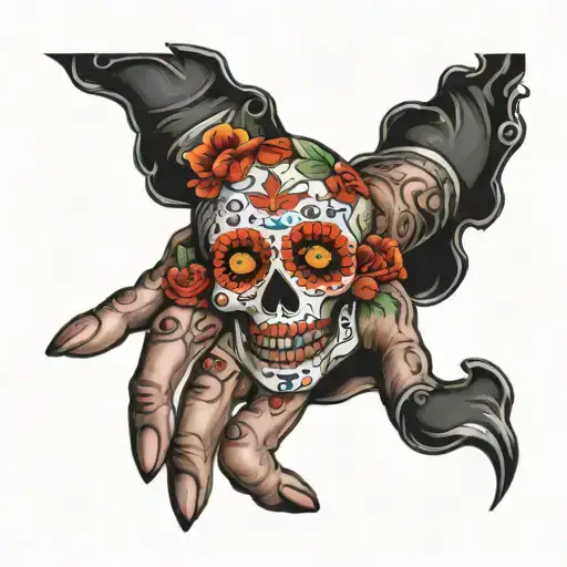 day of the dead man's hand tattoo design idea
