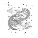 Capricorn constellation merging with a galaxy tattoo design idea