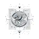 Capricorn constellation merging with a galaxy tattoo design idea