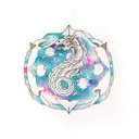 Capricorn constellation merging with a galaxy tattoo design idea