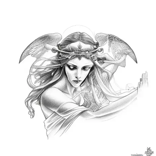 pandora from greek mythology in fineline tattoo art tattoo design idea